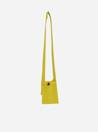 Issey Miyake Homme Plisse  Yellow Pleated Knitted Cross-body Bag