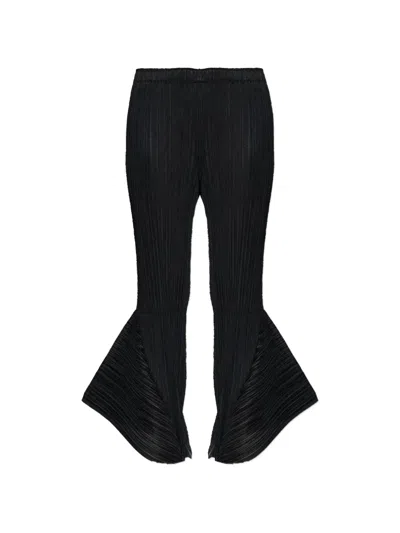 Issey Miyake Pleated Flared Trousers In Black
