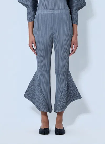 Issey Miyake Skyline Pleated Flared Trousers In Blue