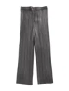 Issey Miyake Pleated Flared Trousers In Silver