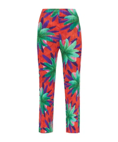 Issey Miyake Pleated Floral-print Trousers In Multi
