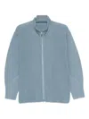 Issey Miyake Pleated Funnel-neck Jacket In Blue