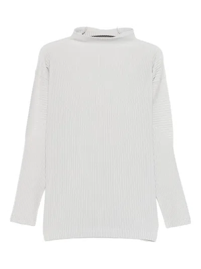 Issey Miyake Pleated Halterneck Top In Gray