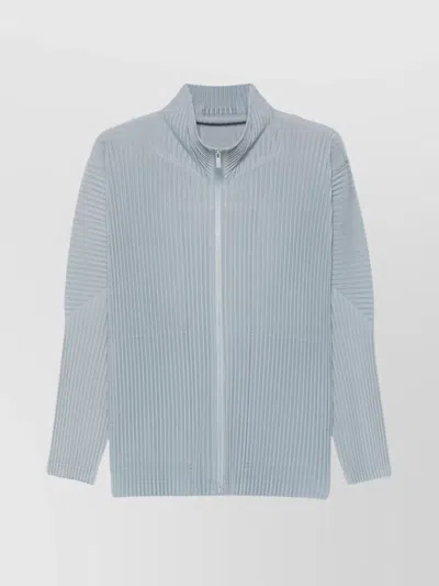Issey Miyake Pleated High Collar Zipped Jacket