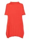 Issey Miyake Pleated High-neck Mini Dress In Red
