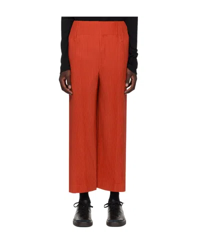 Issey Miyake Pleated High-waisted Casual Pants In Red