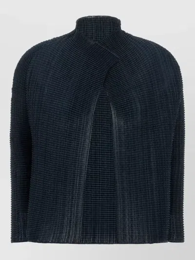 Issey Miyake Pleated High-neck Long-sleeve Cardigan In Transparent