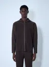 Issey Miyake Pleated Hooded Jacket In Brown