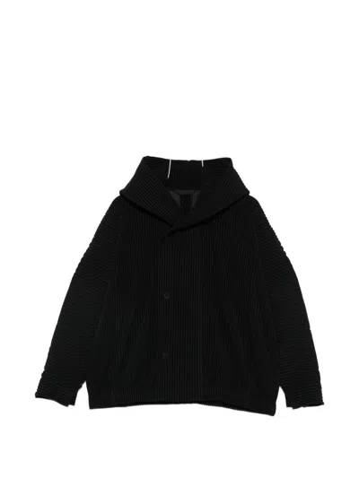 Issey Miyake Pleated Hoodie In Black