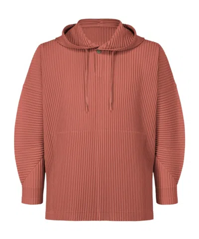 Issey Miyake Pleated Hoodie In Brown