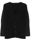 Issey Miyake Ribbed Texture V-necked Cardigan With Side Pockets In Black