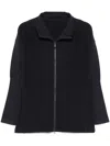 Issey Miyake Homme Plisse'  Men Pleated Zipped Shirt In Blue