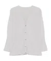 Issey Miyake Ribbed Texture V-neck Cardigan Pockets In White