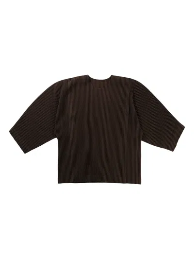 Issey Miyake Pleated Jumper In Brown