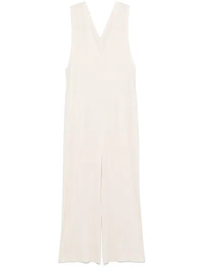 Issey Miyake Pleated Jumpsuit In White