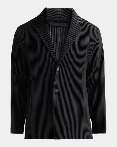 Issey Miyake Pleated Knit Blazer In Black