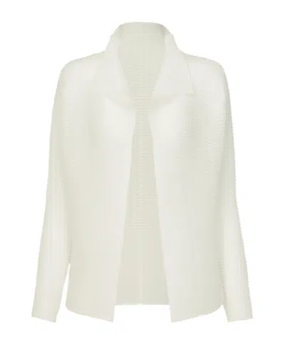 Issey Miyake Pleated Knit Cardigan In Neutral
