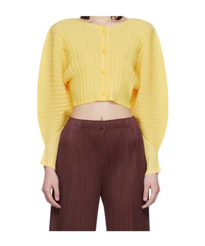 Issey Miyake Yellow Rib Pleats January Cardigan
