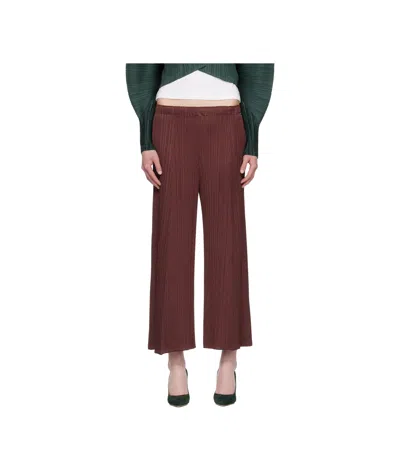 Issey Miyake Pleated Knit Casual Pants In Burgundy