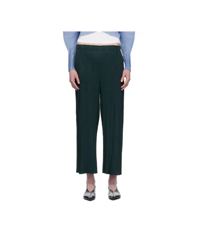 Issey Miyake Pleated Knit Casual Pants In Green