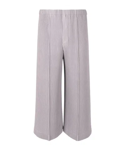 Issey Miyake Pleated Knit Trousers In Gray