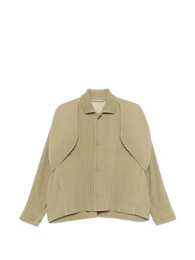 Issey Miyake Pleated Layered Jacket In Neutral