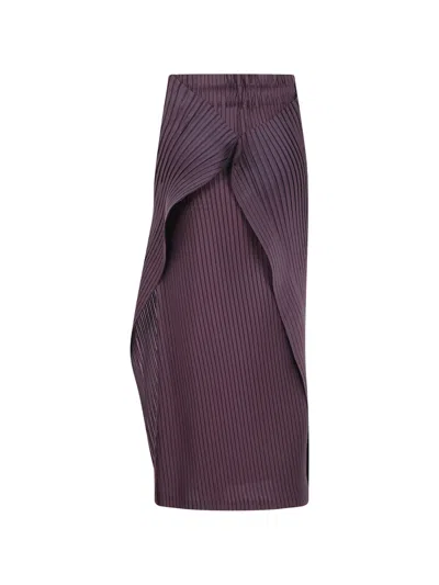 Issey Miyake Pleated Layered-effect Maxi Skirt In Neutral
