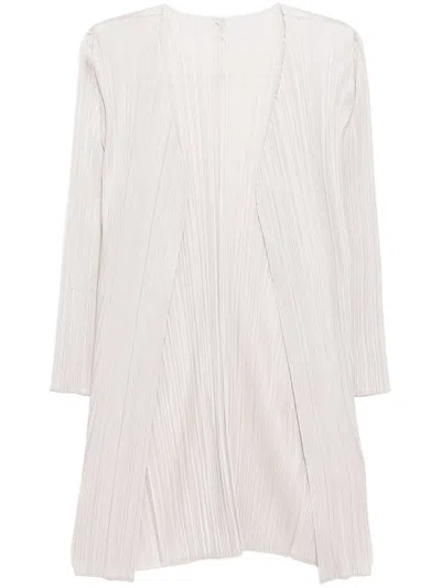 Issey Miyake Pleated Long Jacket In Neutrals