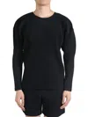 Issey Miyake Pleated Long-sleeve T-shirt In 黑色