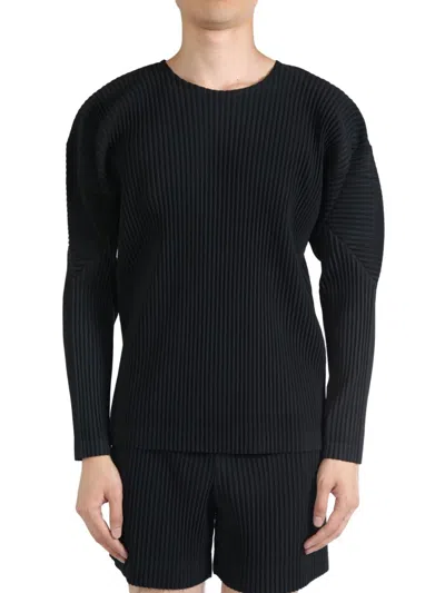 Issey Miyake Pleated Long-sleeve T-shirt In Black