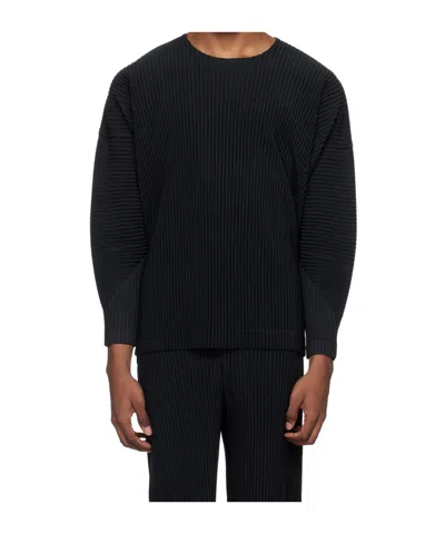 Issey Miyake Pleated Long-sleeved T-shirt In Black
