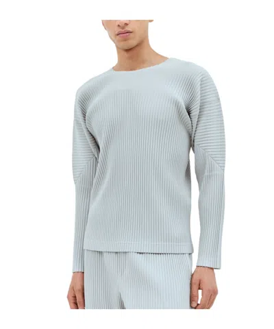 Issey Miyake Pleated Long-sleeve Top In Grey