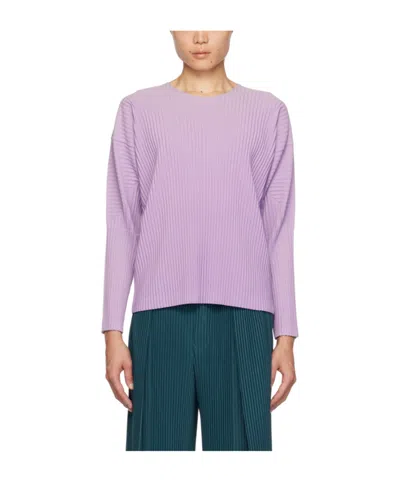 Issey Miyake Pleated Long-sleeved T-shirt In Purple