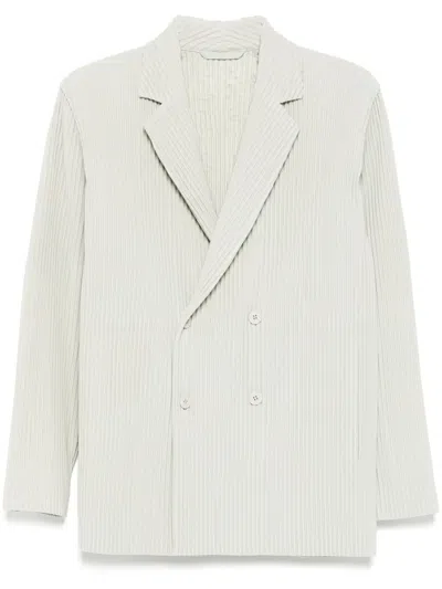 Issey Miyake Pleated Long Sleeves Blazer In Green