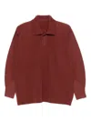 Issey Miyake Homme Plisse'  Men Pleated Polo Shirt In Burgundy