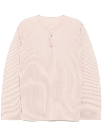 Issey Miyake Pleated Long Sleeves T-shirt In Pink