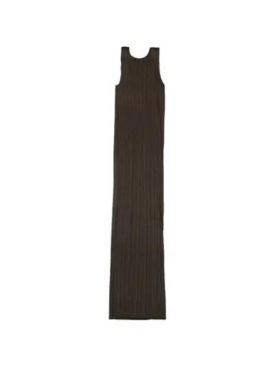 Issey Miyake Pleated Maxi Dress In Black