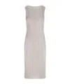 Issey Miyake Pleated Maxi Dress In Gray
