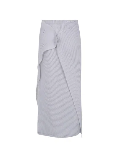 Issey Miyake Pleated Maxi Skirt In Blue