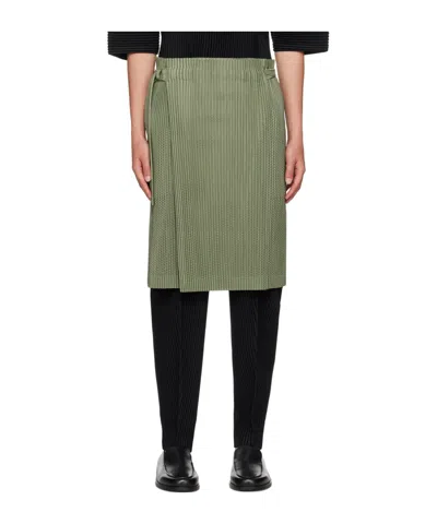 Issey Miyake Pleated Mesh Skirt In Green