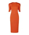 Issey Miyake Pleats Please  Womens Dark Orange July Pleated-texture Knitted Midi Dress In Orange