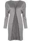 Issey Miyake Pleated Midi Cardigan In Grey