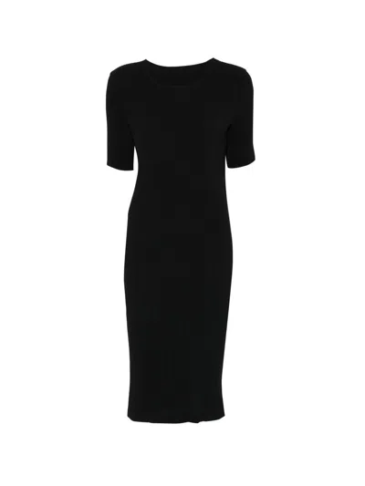 Issey Miyake Pleated Midi Dress In Black