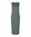 Issey Miyake Pleated Midi Dress In Blue