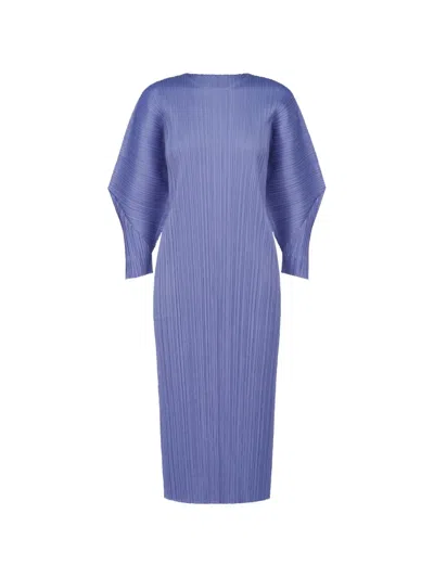 Issey Miyake Skyline Draped Sleeve Midi Dress In Blue