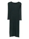 Issey Miyake Pleated Midi Dress In Black