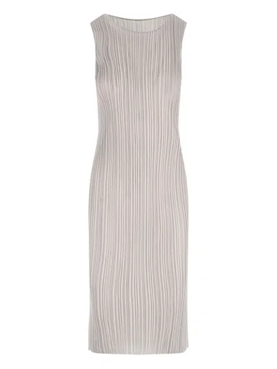 Issey Miyake Pleated Midi Dress In Multi