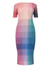 Issey Miyake Pleated Midi Dress In Pink