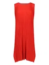 Issey Miyake Womens Bright Red Sleeveless Pleated Knitted Midi Dress In Multi