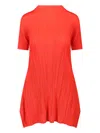 Issey Miyake Pleated Midi Dresses In Red